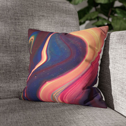 Abstract Wavy Stars Faux Suede Square Pillowcase — Decorative Throw Pillow Cover