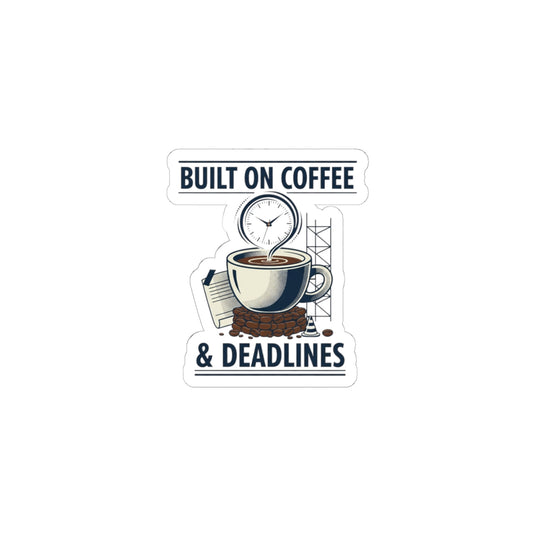 Built on Coffee & Deadlines Sticker | coffee aesthetic, caffeine quotes