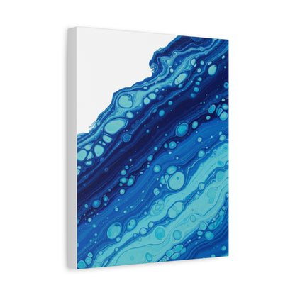 Blue Fluid Marble Canvas | Maximalist Pattern Art, Bold Mixed-Print Decor