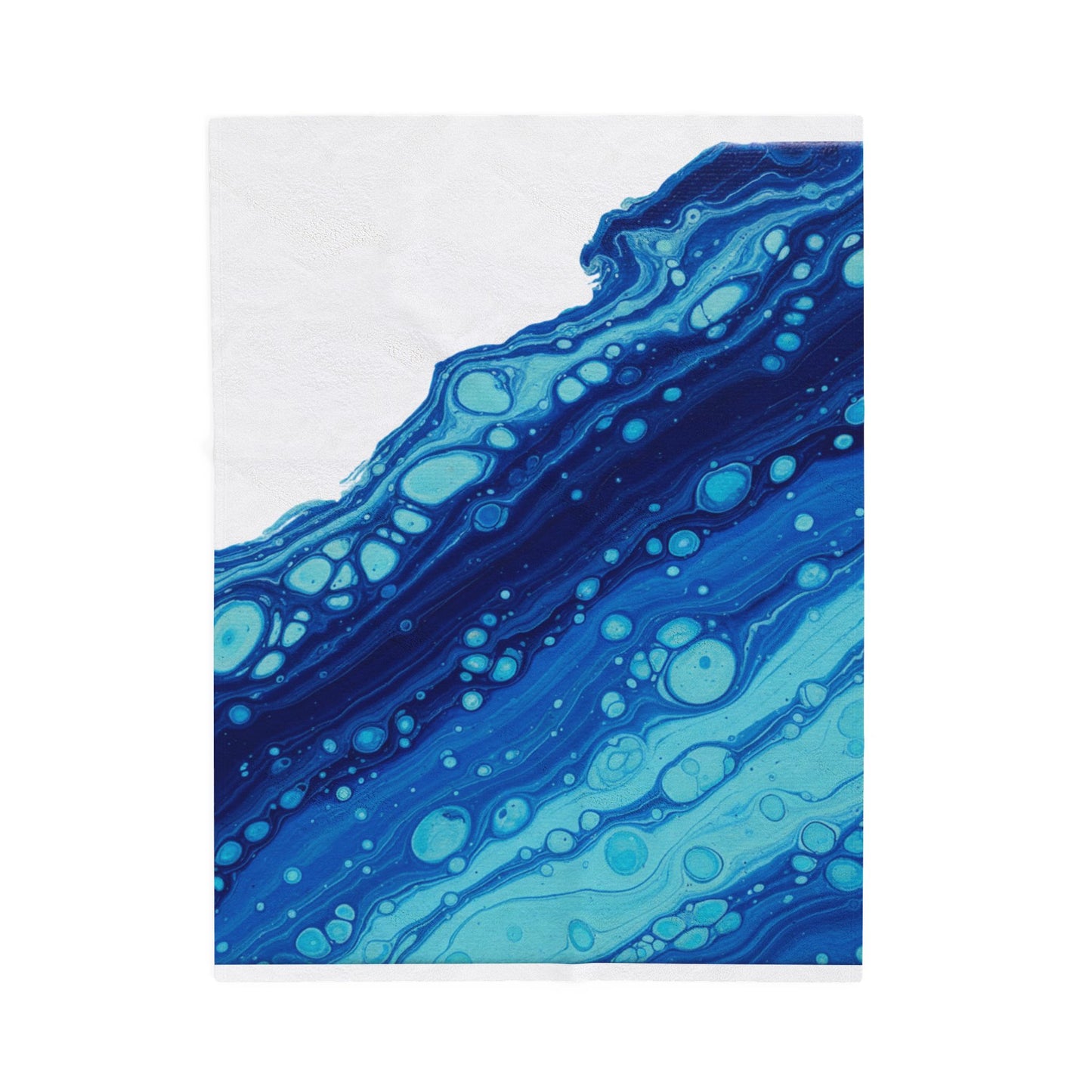 Ocean Marble Wave Velveteen Plush Blanket | maximalist pattern, bold blue collage