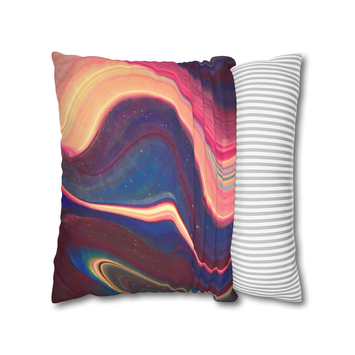 Abstract Wavy Stars Faux Suede Square Pillowcase — Decorative Throw Pillow Cover