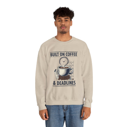 Built on Coffee & Deadlines Sweatshirt | coffee aesthetic, caffeine quote