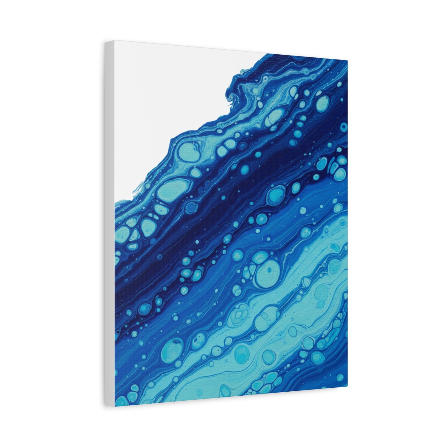 Blue Fluid Marble Canvas | Maximalist Pattern Art, Bold Mixed-Print Decor