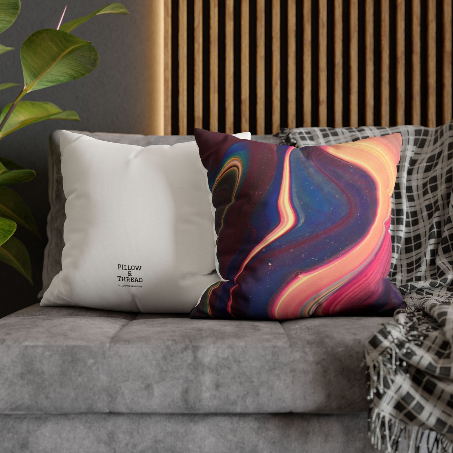 Abstract Wavy Stars Faux Suede Square Pillowcase — Decorative Throw Pillow Cover