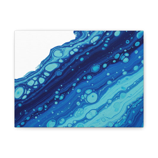 Blue Fluid Marble Canvas | Maximalist Pattern Art, Bold Mixed-Print Decor