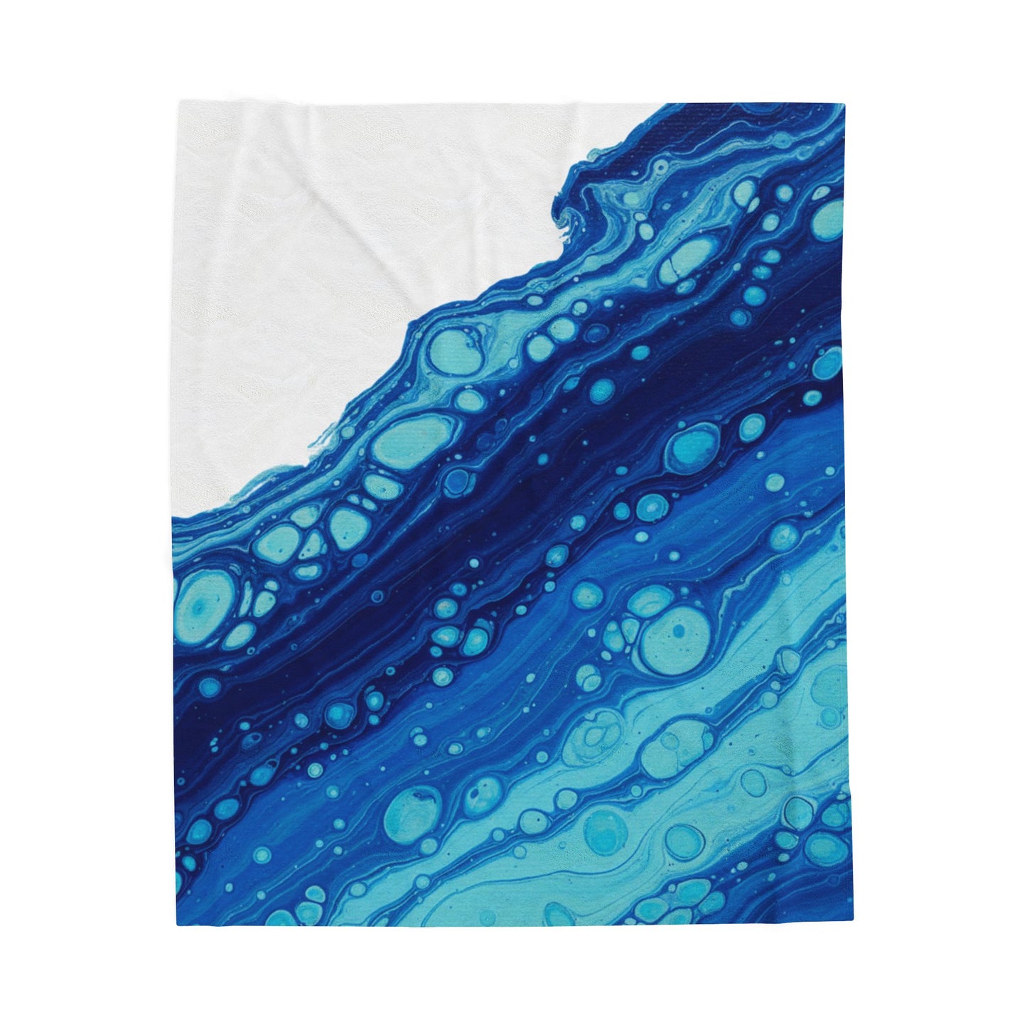 Ocean Marble Wave Velveteen Plush Blanket | maximalist pattern, bold blue collage