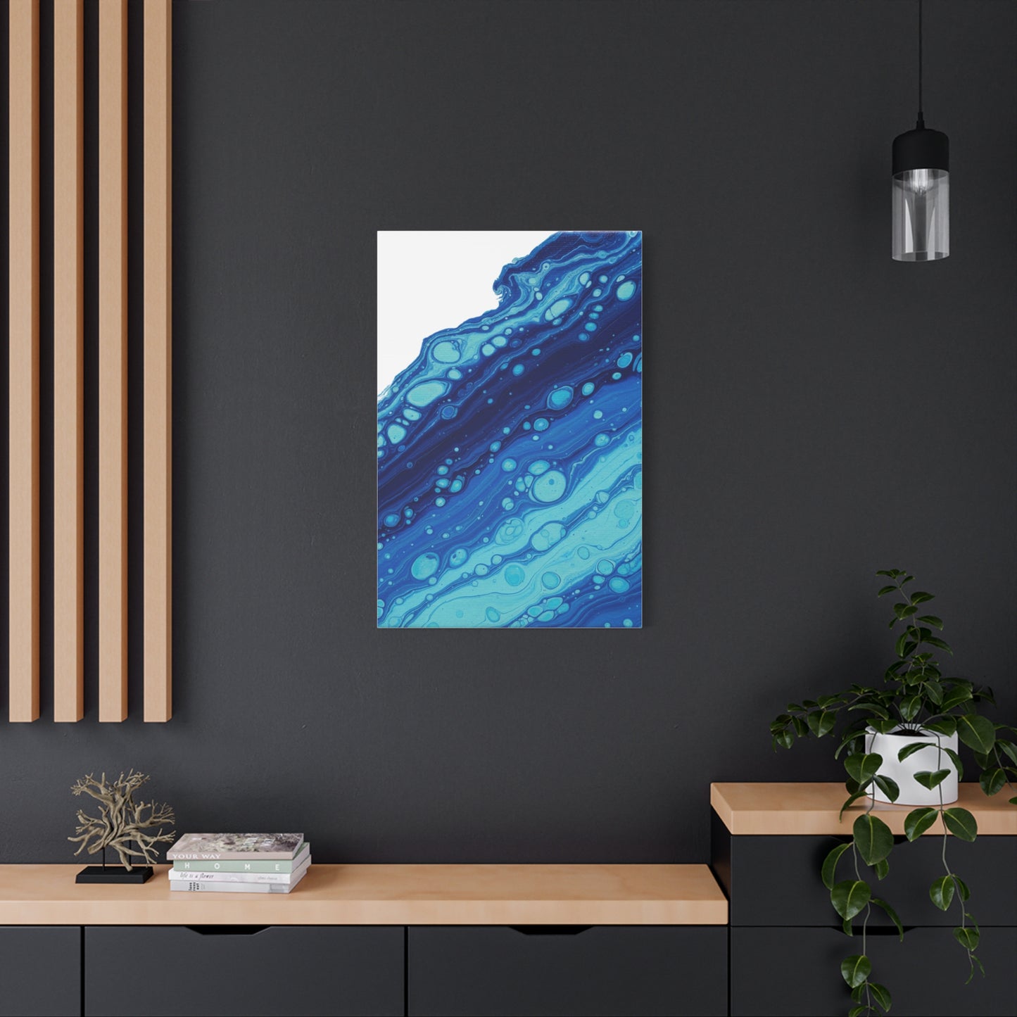 Blue Fluid Marble Canvas | Maximalist Pattern Art, Bold Mixed-Print Decor