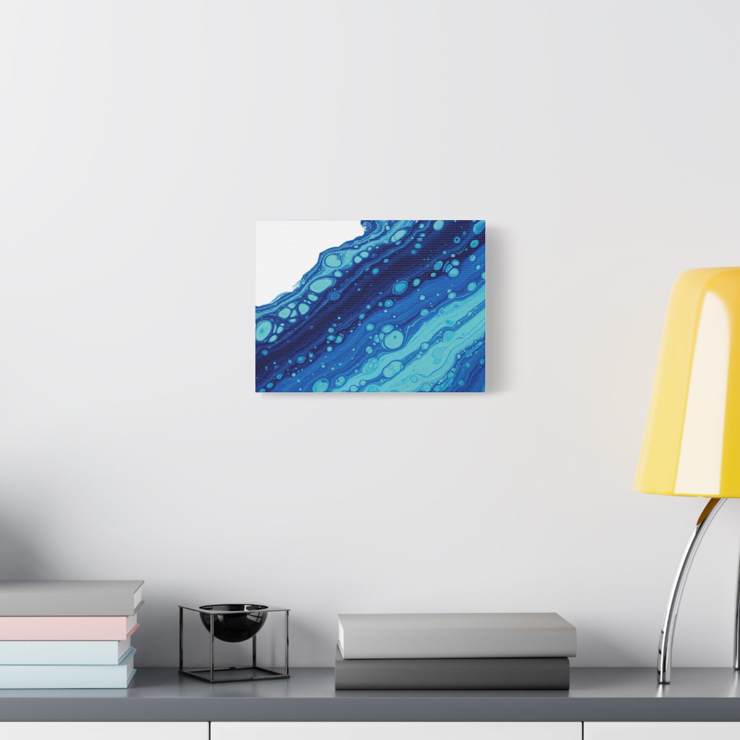 Blue Fluid Marble Canvas | Maximalist Pattern Art, Bold Mixed-Print Decor