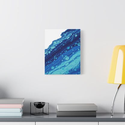 Blue Fluid Marble Canvas | Maximalist Pattern Art, Bold Mixed-Print Decor