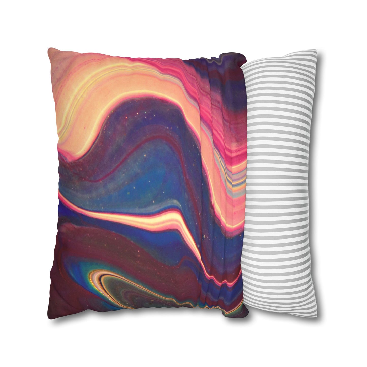 Abstract Wavy Stars Faux Suede Square Pillowcase — Decorative Throw Pillow Cover