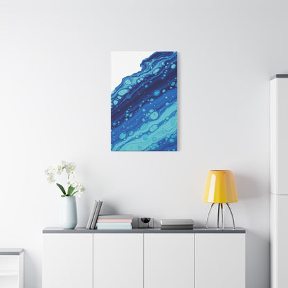 Blue Fluid Marble Canvas | Maximalist Pattern Art, Bold Mixed-Print Decor