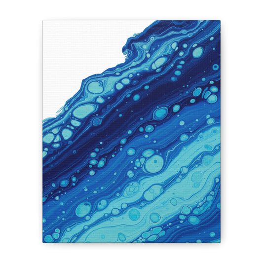 Blue Fluid Marble Canvas | Maximalist Pattern Art, Bold Mixed-Print Decor