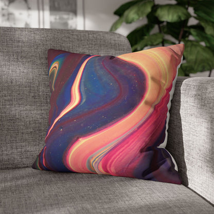 Abstract Wavy Stars Faux Suede Square Pillowcase — Decorative Throw Pillow Cover