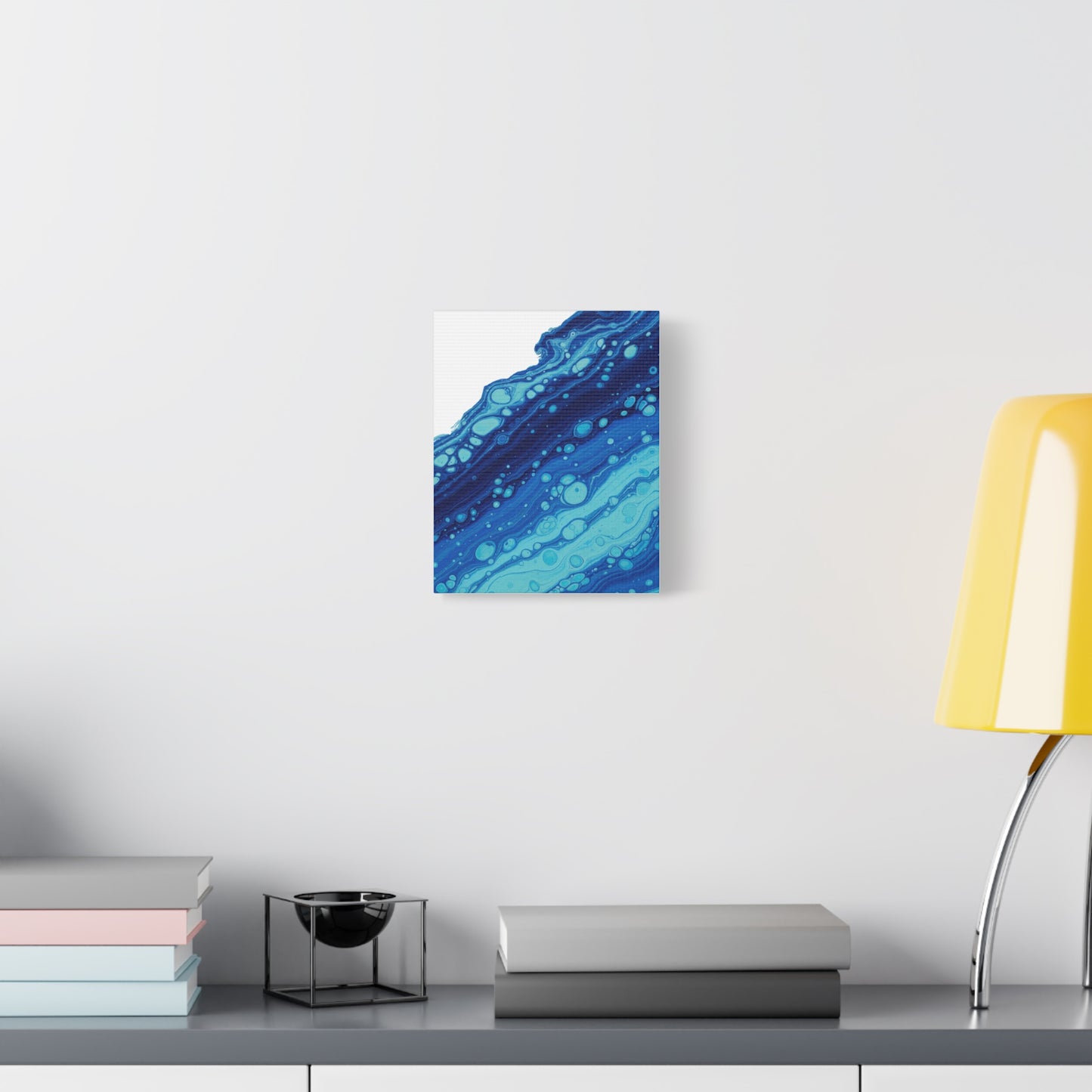 Blue Fluid Marble Canvas | Maximalist Pattern Art, Bold Mixed-Print Decor