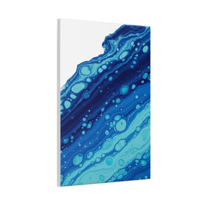 Blue Fluid Marble Canvas | Maximalist Pattern Art, Bold Mixed-Print Decor