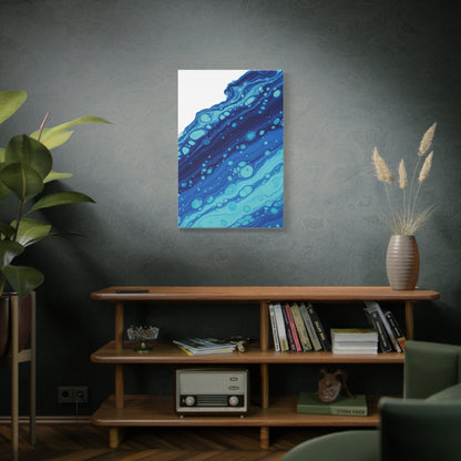 Blue Fluid Marble Canvas | Maximalist Pattern Art, Bold Mixed-Print Decor