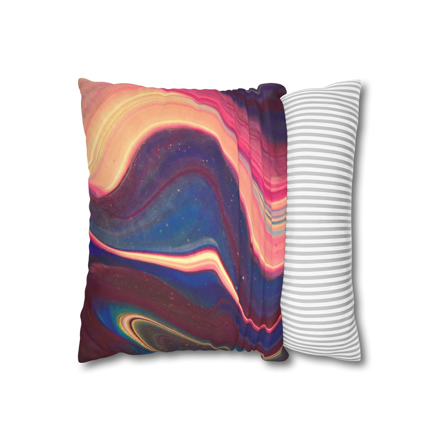 Abstract Wavy Stars Faux Suede Square Pillowcase — Decorative Throw Pillow Cover