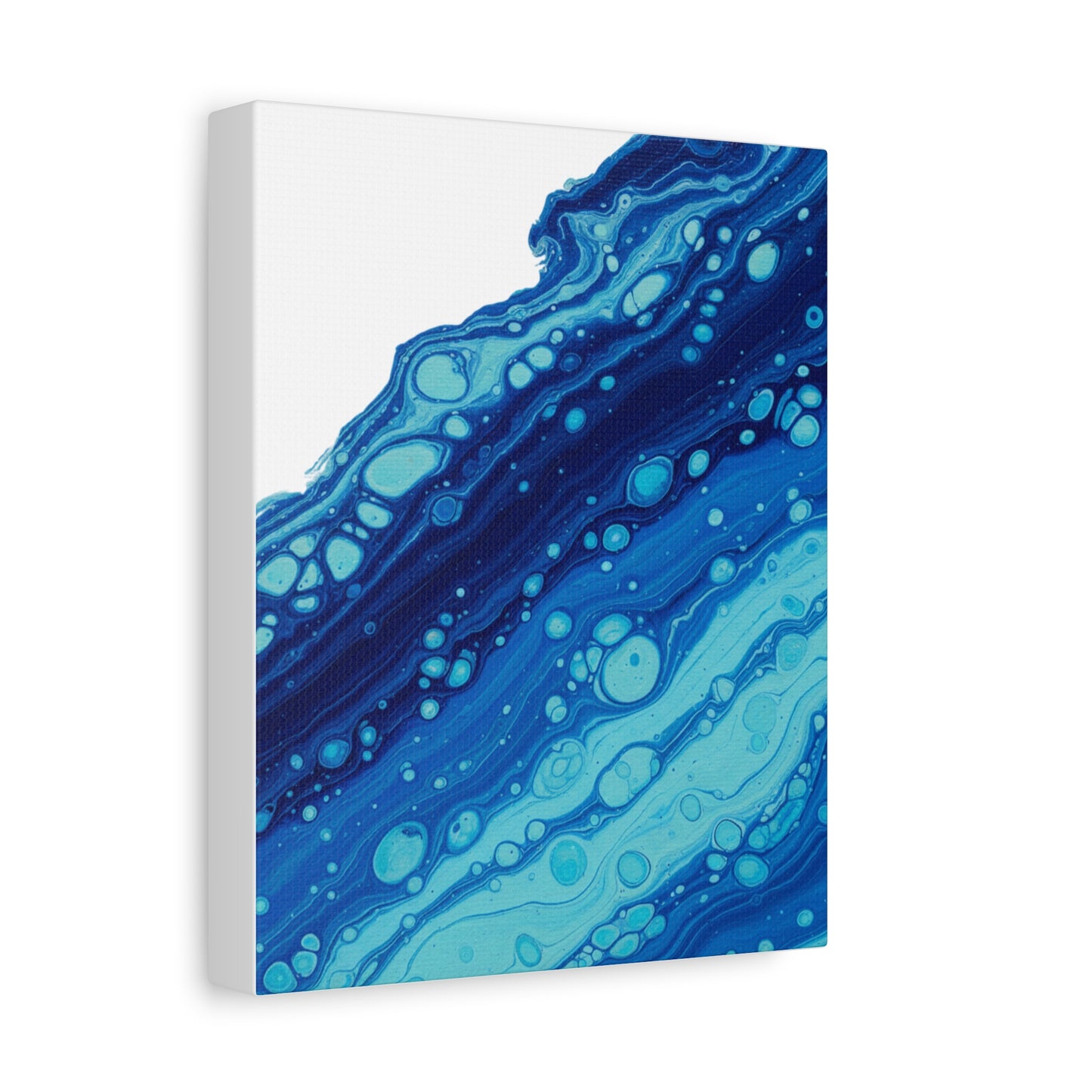 Blue Fluid Marble Canvas | Maximalist Pattern Art, Bold Mixed-Print Decor