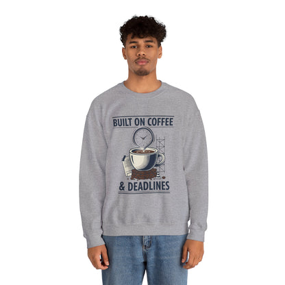 Built on Coffee & Deadlines Sweatshirt | coffee aesthetic, caffeine quote